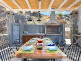 Lindos Vigli Private Villa outdoor kitchen and BBQ area