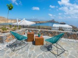 Lindos Vigli Private Villa upper courtyard with sea view